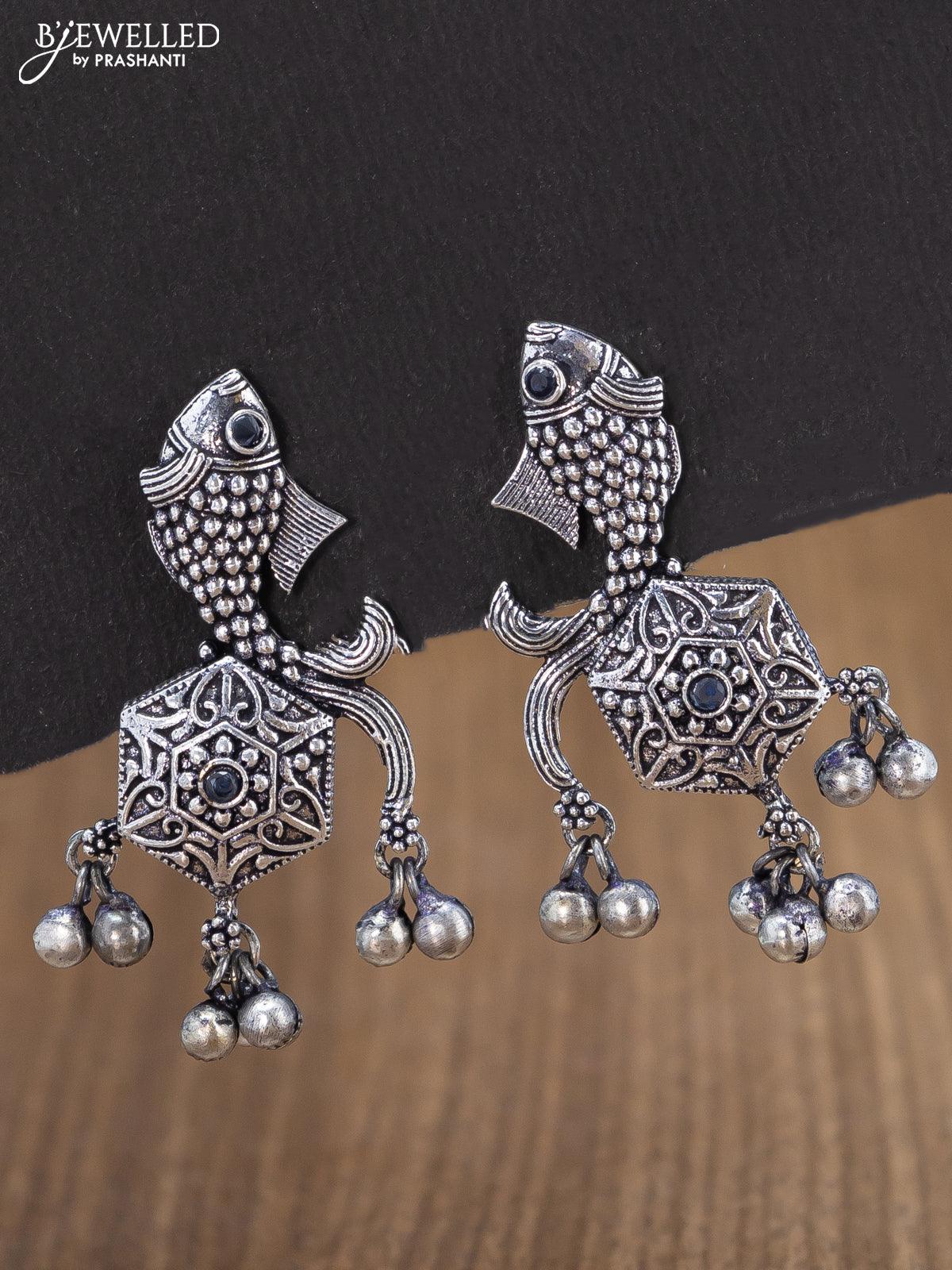 Trosskart Women's Earrings For Girls in Silver Oxidised, New Designer  Jhumka Stud & Small Top Jhumkas